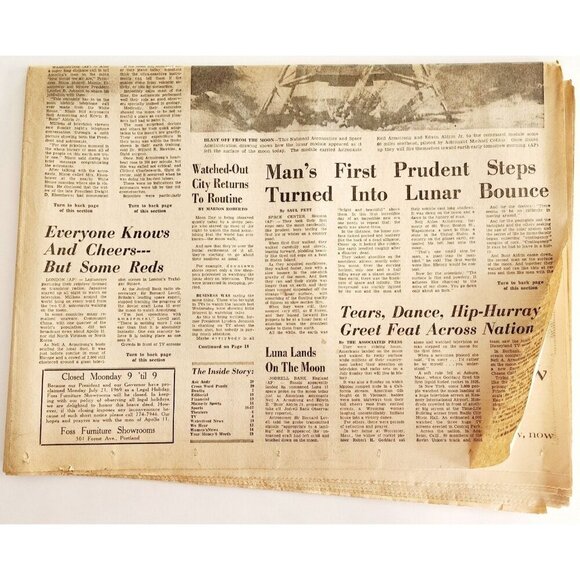 1969 Apollo 11 Moon Landing Return Mission Portland Express Newspaper 8/21 DWJJ - Picture 3 of 4